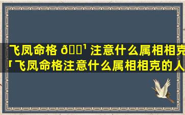 飞凤命格 🌹 注意什么属相相克「飞凤命格注意什么属相相克的人」